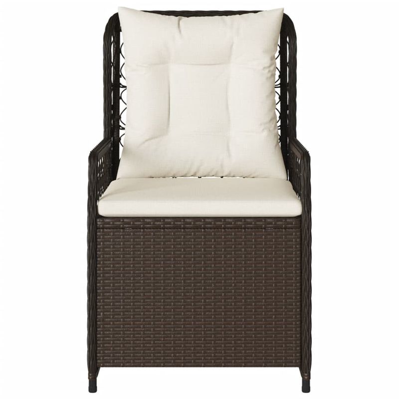 Casa si Gradina - Gradina si terasa - Mobilier exterior - Scaune si sezlonguri gradina - Scaune de gradina rabatabile, 2 buc., maro, poliratan, model țesătură cu linii - Infinity.ro