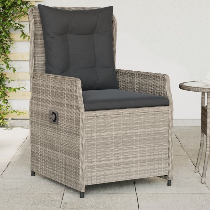Casa si Gradina - Gradina si terasa - Mobilier exterior - Scaune si sezlonguri gradina - Scaune de gradina rabatabile, 2 buc., gri deschis, poliratan, model țesătură plină - Infinity.ro