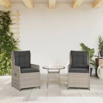 Casa si Gradina - Gradina si terasa - Mobilier exterior - Scaune si sezlonguri gradina - Scaune de gradina rabatabile, 2 buc., gri deschis, poliratan, model țesătură plină - Infinity.ro