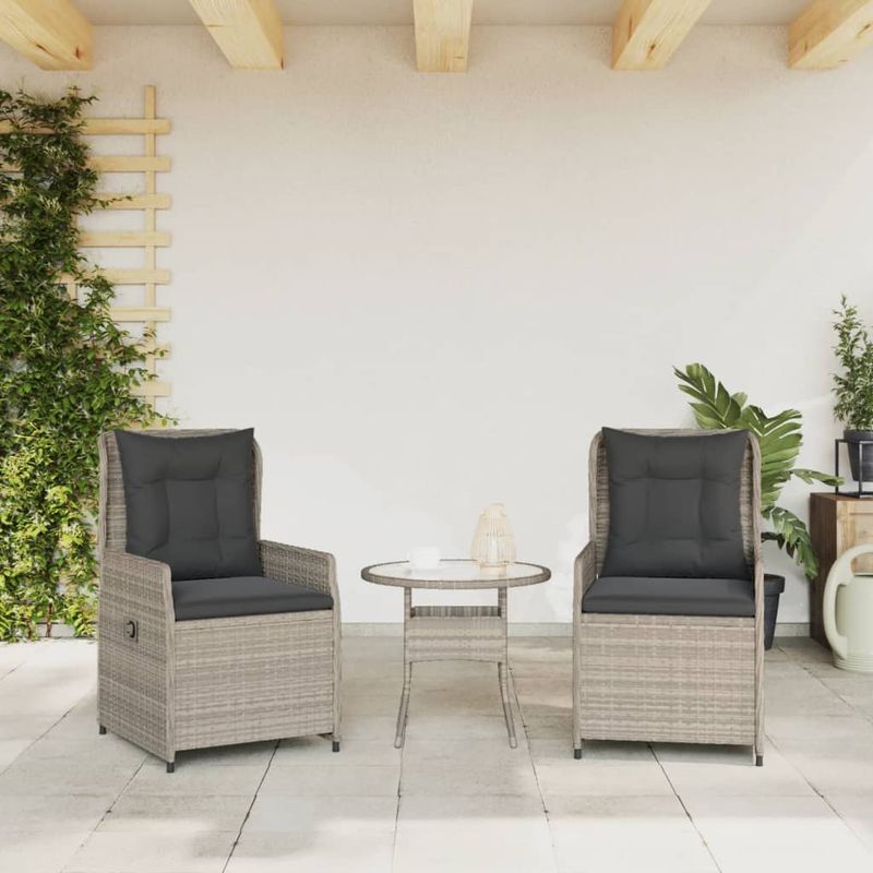 Casa si Gradina - Gradina si terasa - Mobilier exterior - Scaune si sezlonguri gradina - Scaune de gradina rabatabile, 2 buc., gri deschis, poliratan, model țesătură plină - Infinity.ro