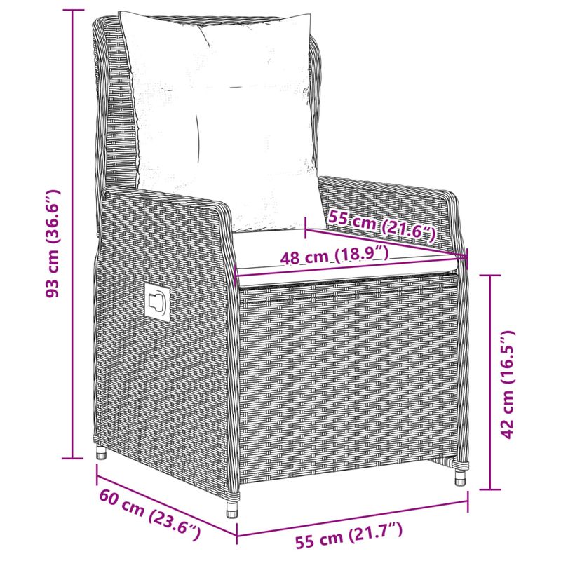 Casa si Gradina - Gradina si terasa - Mobilier exterior - Scaune si sezlonguri gradina - Scaune de gradina rabatabile, 2 buc., gri deschis, poliratan, model țesătură plină - Infinity.ro