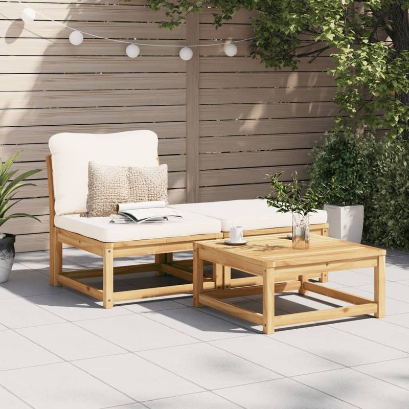 Casa si Gradina - Gradina si terasa - Mobilier exterior - Canapele si fotolii gradina - Set mobilier de gradina cu perne, 3 piese, lemn masiv acacia - Infinity.ro