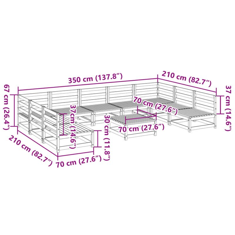 Casa si Gradina - Gradina si terasa - Mobilier exterior - Seturi mobila gradina - Set canapea de gradina, 10 piese, lemn masiv brad douglas - Infinity.ro
