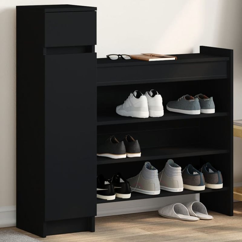 Casa si Gradina - Mobilier - Organizare si depozitare - Organizator incaltaminte - Pantofar, negru, 100,5x28x100 cm, lemn prelucrat - Infinity.ro