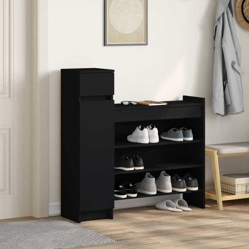 Casa si Gradina - Mobilier - Organizare si depozitare - Organizator incaltaminte - Pantofar, negru, 100,5x28x100 cm, lemn prelucrat - Infinity.ro