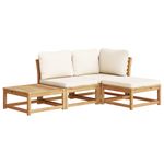 Casa si Gradina - Gradina si terasa - Mobilier exterior - Canapele si fotolii gradina - Set mobilier de gradina cu perne, 4 piese, lemn masiv de acacia - Infinity.ro