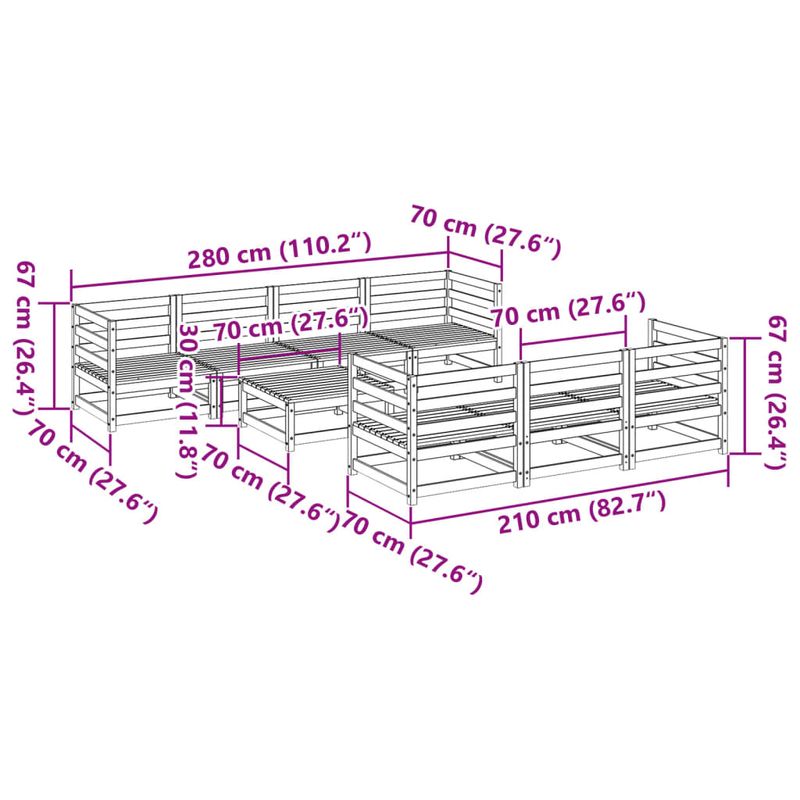 Casa si Gradina - Gradina si terasa - Mobilier exterior - Seturi mobila gradina - Set canapea de gradina, 8 piese, lemn de pin tratat - Infinity.ro