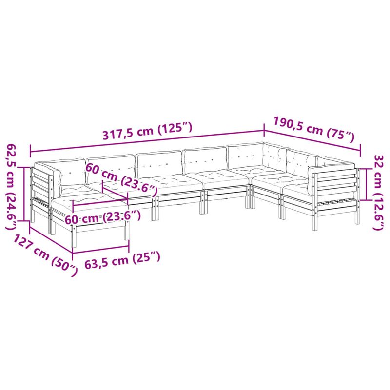 Casa si Gradina - Gradina si terasa - Mobilier exterior - Seturi mobila gradina - Set canapea de gradina, 8 piese, lemn de pin tratat - Infinity.ro