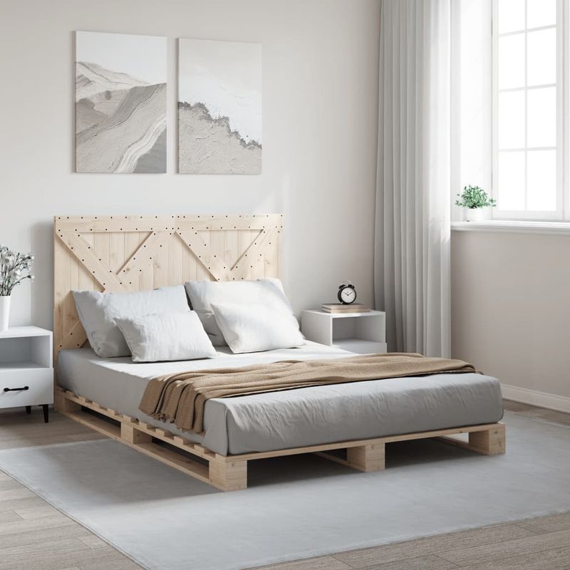 Casa si Gradina - Mobilier - Paturi si accesorii - Paturi - Cadru de pat cu tablie, 140x200 cm, lemn masiv de pin - Infinity.ro