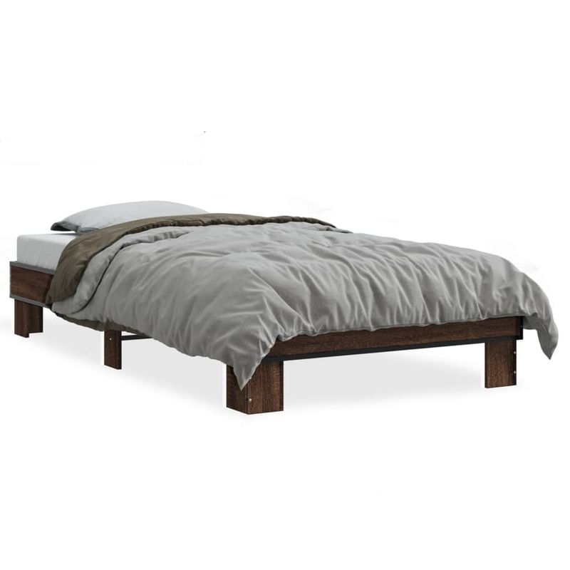 Casa si Gradina - Mobilier - Paturi si accesorii - Paturi - Cadru de pat, stejar maro, 75x190 cm, lemn prelucrat si metal - Infinity.ro