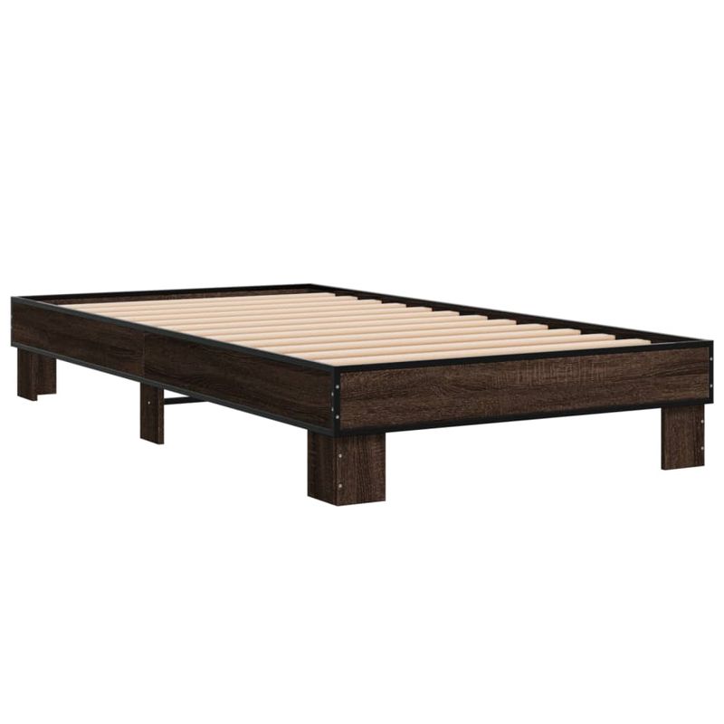 Casa si Gradina - Mobilier - Paturi si accesorii - Paturi - Cadru de pat, stejar maro, 75x190 cm, lemn prelucrat si metal - Infinity.ro