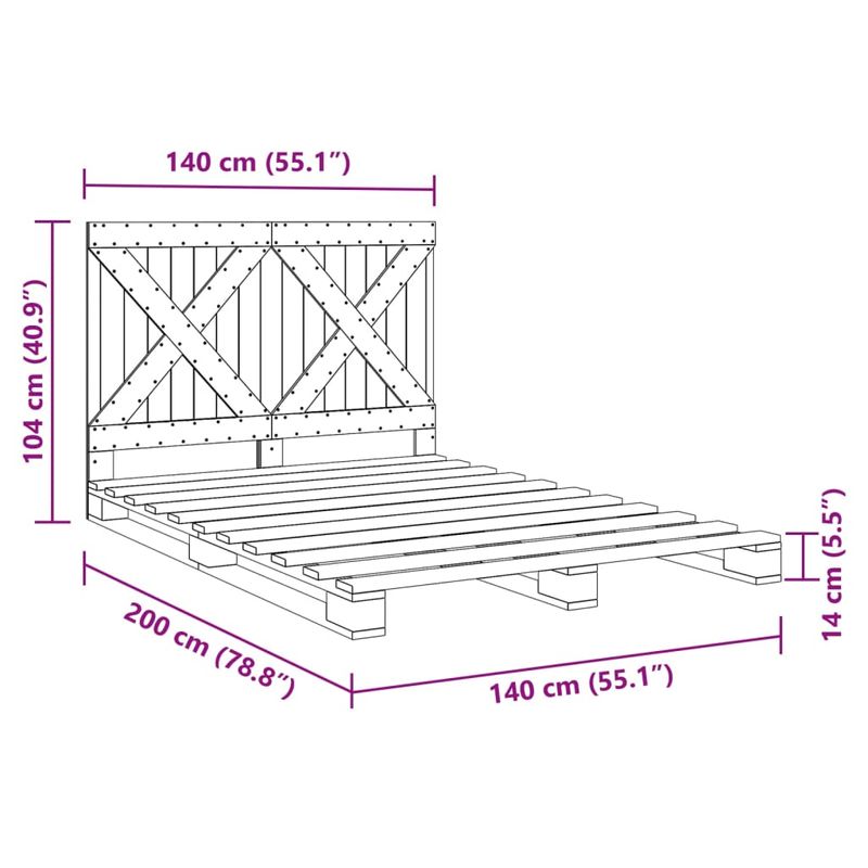Casa si Gradina - Mobilier - Paturi si accesorii - Paturi - Cadru de pat cu tablie, 140x200 cm, lemn masiv de pin - Infinity.ro