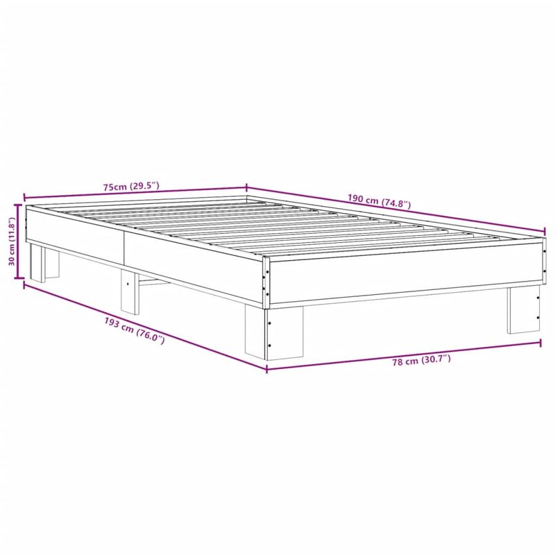 Casa si Gradina - Mobilier - Paturi si accesorii - Paturi - Cadru de pat, stejar maro, 75x190 cm, lemn prelucrat si metal - Infinity.ro