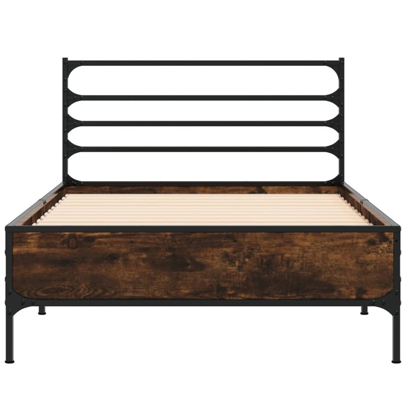 Casa si Gradina - Mobilier - Paturi si accesorii - Paturi - Cadru de pat, stejar fumuriu, 90x200cm, lemn prelucrat si metal - Infinity.ro