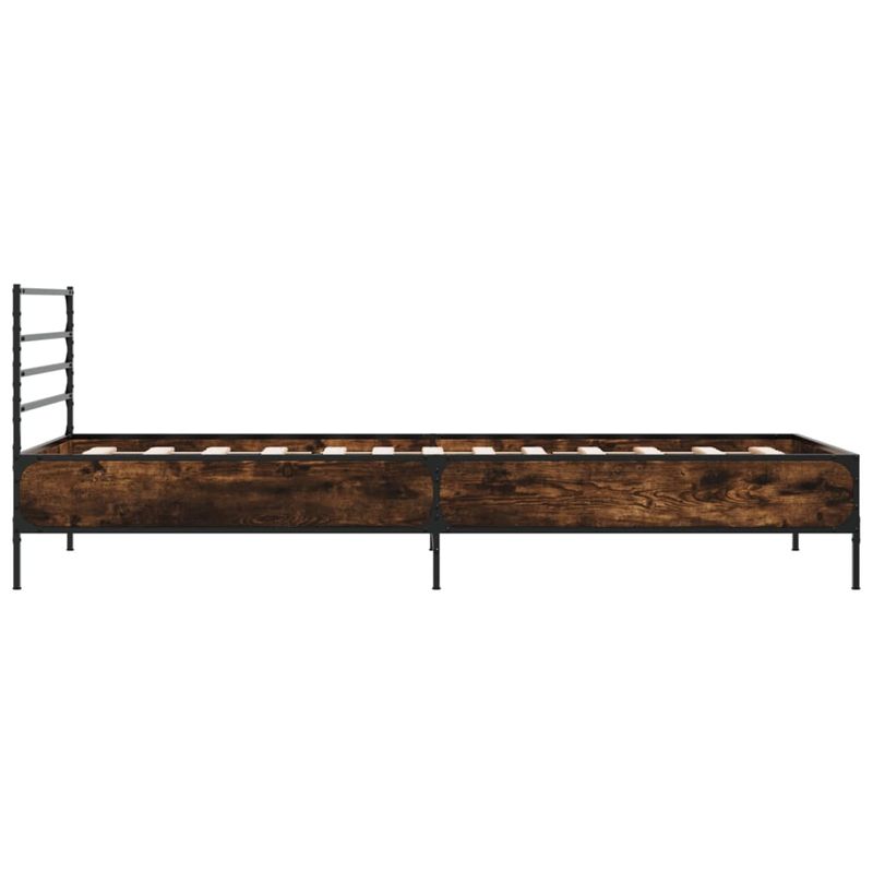 Casa si Gradina - Mobilier - Paturi si accesorii - Paturi - Cadru de pat, stejar fumuriu, 90x200cm, lemn prelucrat si metal - Infinity.ro