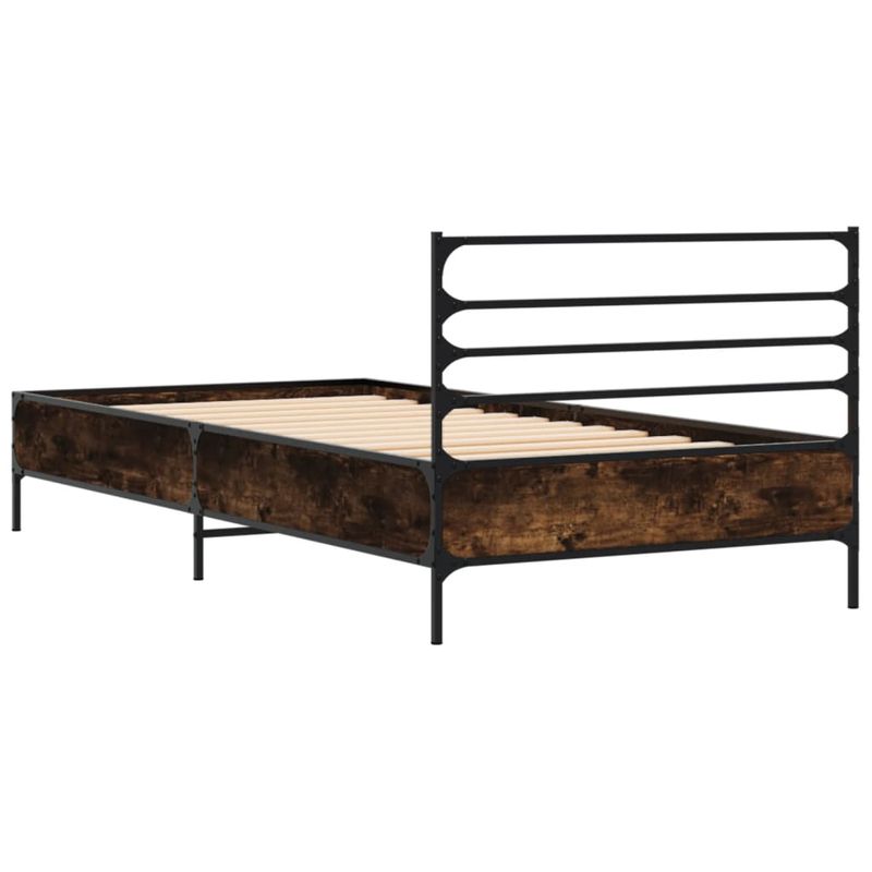 Casa si Gradina - Mobilier - Paturi si accesorii - Paturi - Cadru de pat, stejar fumuriu, 90x200cm, lemn prelucrat si metal - Infinity.ro