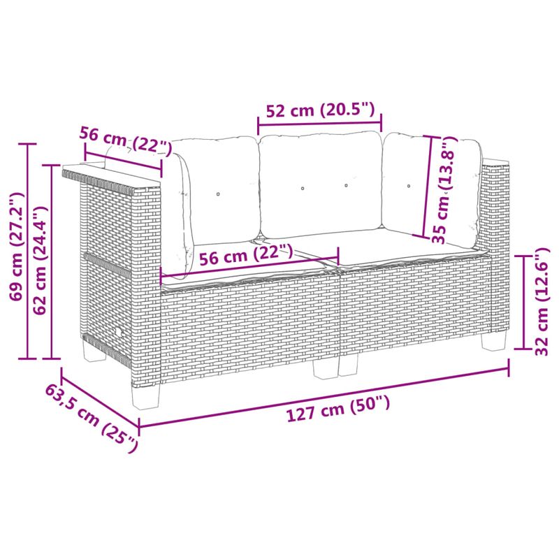 Casa si Gradina - Gradina si terasa - Mobilier exterior - Canapele si fotolii gradina - Canapele de colt de gradina cu perne, 2 buc., poliratan, model 2x colțar (fără sculptură) - Infinity.ro
