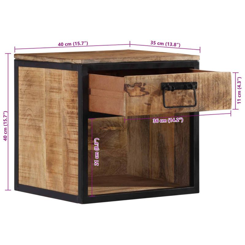 Casa si Gradina - Mobilier - Comode si corpuri - Noptiere - Noptiera, 40x35x40 cm, lemn masiv de mango - Infinity.ro