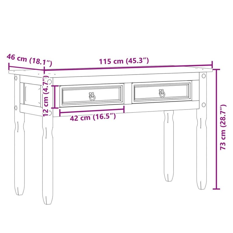 Casa si Gradina - Mobilier - Comode si corpuri - Console - Masuta consola "Corona", 115x46x73 cm, lemn masiv de pin - Infinity.ro