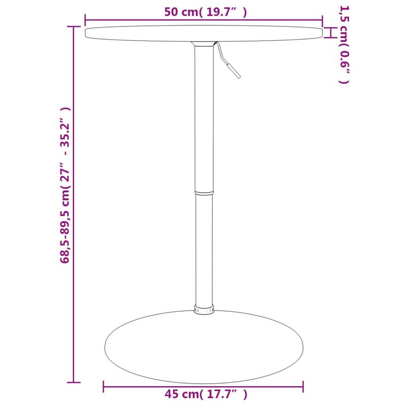 Casa si Gradina - Mobilier - Mese si birouri - Mese bucatarie si dining - Masa de bar, maro deschis, Ø50x89,5 cm, lemn masiv de stejar - Infinity.ro