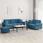 Casa si Gradina - Mobilier - Seturi de mobilier - Seturi living - Set de canapele cu perne, 3 piese, albastru, catifea - Infinity.ro