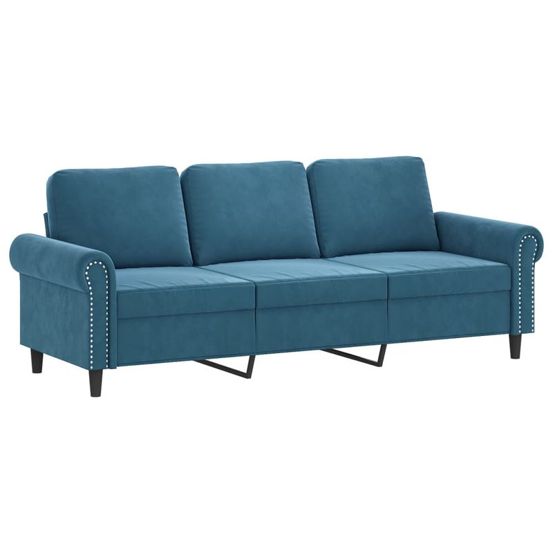 Casa si Gradina - Mobilier - Seturi de mobilier - Seturi living - Set de canapele cu perne, 3 piese, albastru, catifea - Infinity.ro