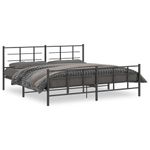 Casa si Gradina - Mobilier - Paturi si accesorii - Paturi - Cadru pat metalic cu tablii de cap/picioare, negru, 193x203 cm - Infinity.ro