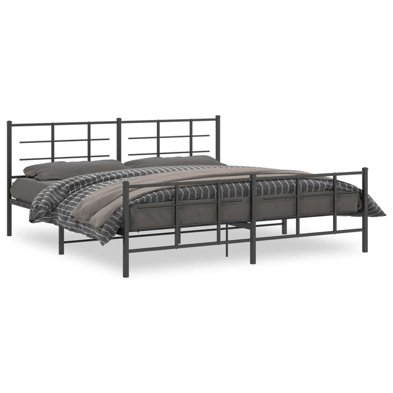 Casa si Gradina - Mobilier - Paturi si accesorii - Paturi - Cadru pat metalic cu tablii de cap/picioare, negru, 193x203 cm - Infinity.ro