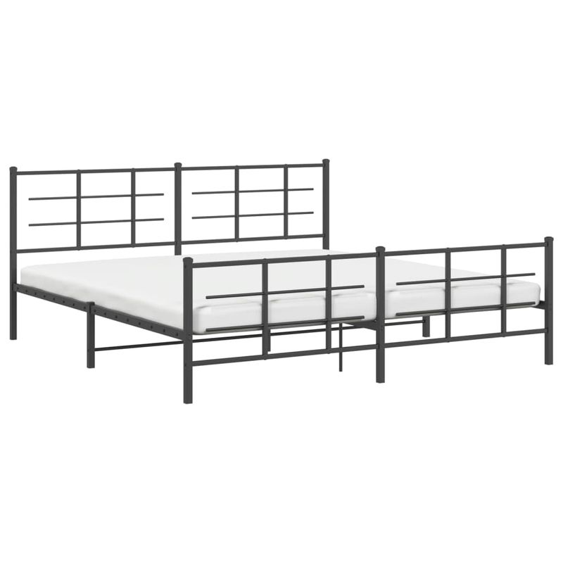 Casa si Gradina - Mobilier - Paturi si accesorii - Paturi - Cadru pat metalic cu tablii de cap/picioare, negru, 193x203 cm - Infinity.ro