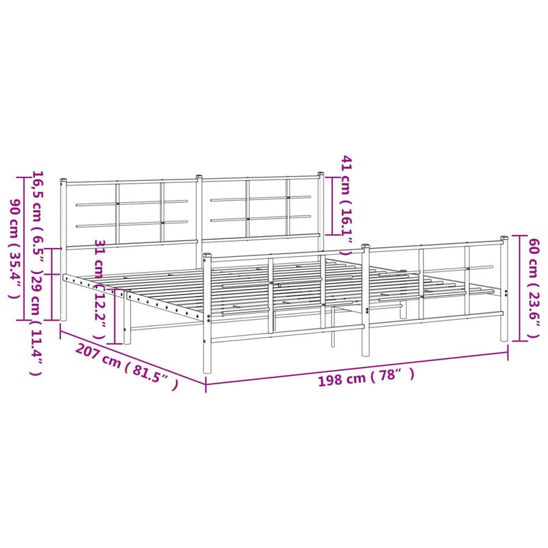 Casa si Gradina - Mobilier - Paturi si accesorii - Paturi - Cadru pat metalic cu tablii de cap/picioare, negru, 193x203 cm - Infinity.ro