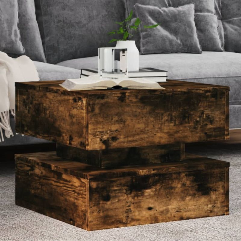 Casa si Gradina - Mobilier - Mese si birouri - Masute de cafea - Masuta de cafea cu lumini LED, stejar fumuriu, 50x50x40 cm - Infinity.ro