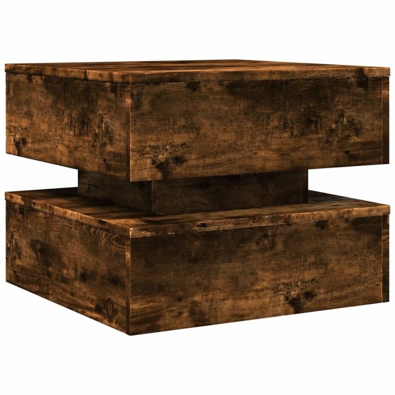 Casa si Gradina - Mobilier - Mese si birouri - Masute de cafea - Masuta de cafea cu lumini LED, stejar fumuriu, 50x50x40 cm - Infinity.ro