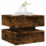 Casa si Gradina - Mobilier - Mese si birouri - Masute de cafea - Masuta de cafea cu lumini LED, stejar fumuriu, 50x50x40 cm - Infinity.ro