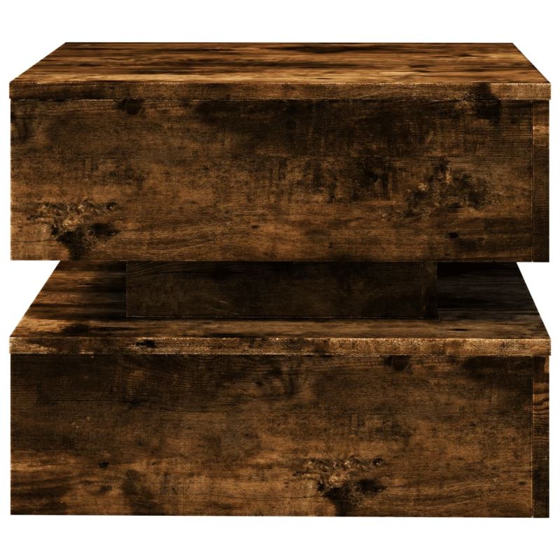 Casa si Gradina - Mobilier - Mese si birouri - Masute de cafea - Masuta de cafea cu lumini LED, stejar fumuriu, 50x50x40 cm - Infinity.ro