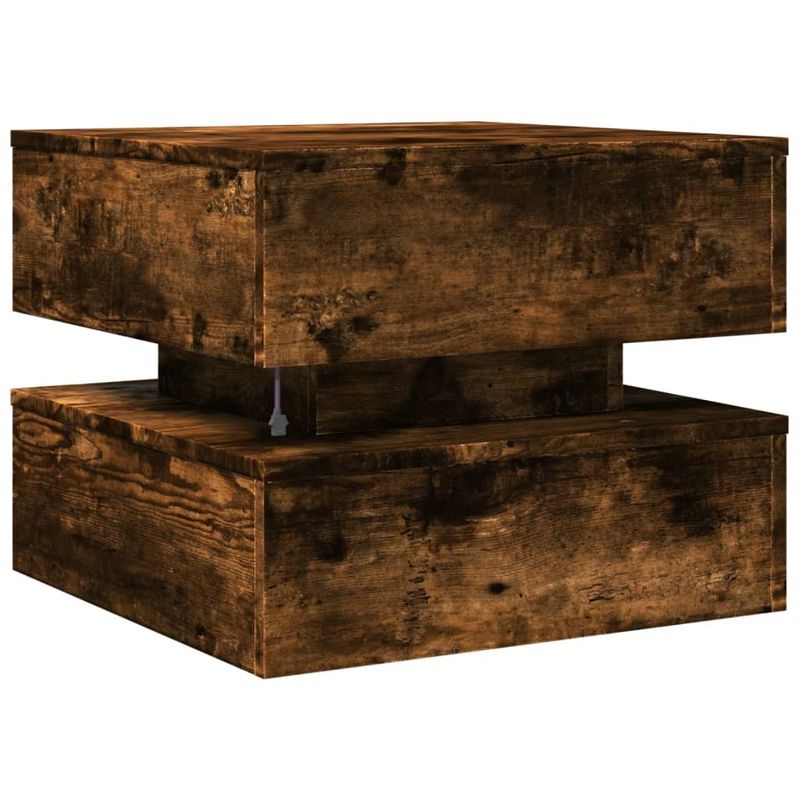 Casa si Gradina - Mobilier - Mese si birouri - Masute de cafea - Masuta de cafea cu lumini LED, stejar fumuriu, 50x50x40 cm - Infinity.ro