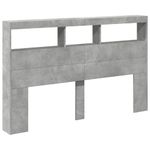 Casa si Gradina - Mobilier - Paturi si accesorii - Accesorii paturi - Tablie de pat cu dulap si LED, gri beton, 160x17x102 cm - Infinity.ro