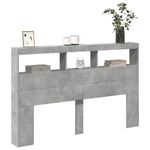Casa si Gradina - Mobilier - Paturi si accesorii - Accesorii paturi - Tablie de pat cu dulap si LED, gri beton, 160x17x102 cm - Infinity.ro