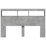 Casa si Gradina - Mobilier - Paturi si accesorii - Accesorii paturi - Tablie de pat cu dulap si LED, gri beton, 160x17x102 cm - Infinity.ro