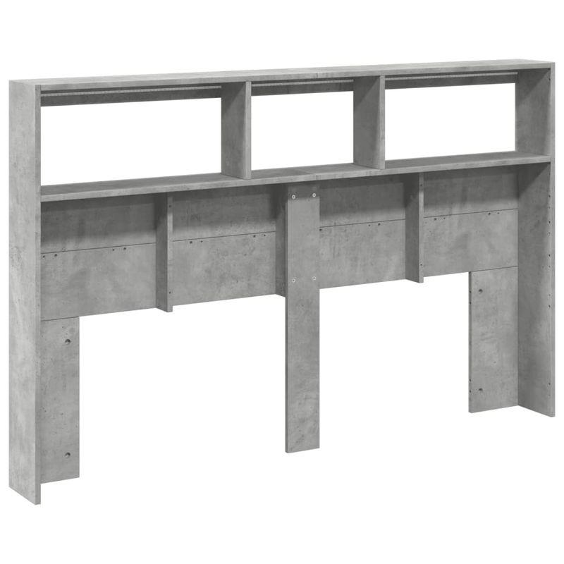 Casa si Gradina - Mobilier - Paturi si accesorii - Accesorii paturi - Tablie de pat cu dulap si LED, gri beton, 160x17x102 cm - Infinity.ro