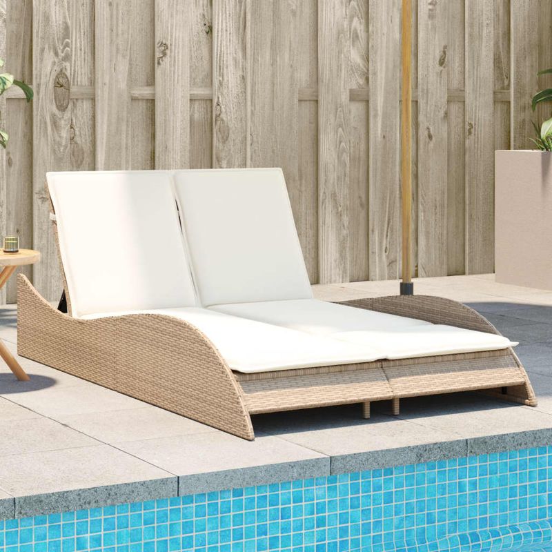 Casa si Gradina - Gradina si terasa - Mobilier exterior - Scaune si sezlonguri gradina - Sezlong cu perne, bej, 114x205x73 cm, poliratan, bej și crem - Infinity.ro