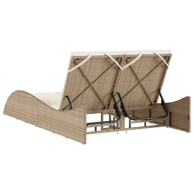Casa si Gradina - Gradina si terasa - Mobilier exterior - Scaune si sezlonguri gradina - Sezlong cu perne, bej, 114x205x73 cm, poliratan, bej și crem - Infinity.ro