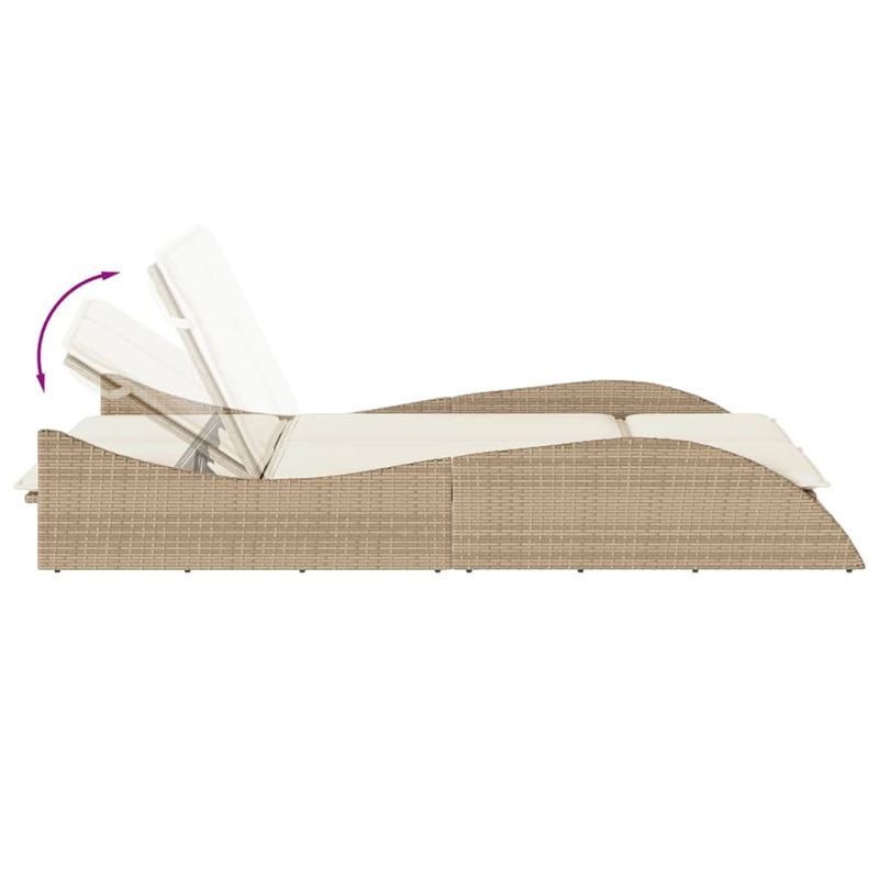 Casa si Gradina - Gradina si terasa - Mobilier exterior - Scaune si sezlonguri gradina - Sezlong cu perne, bej, 114x205x73 cm, poliratan, bej și crem - Infinity.ro