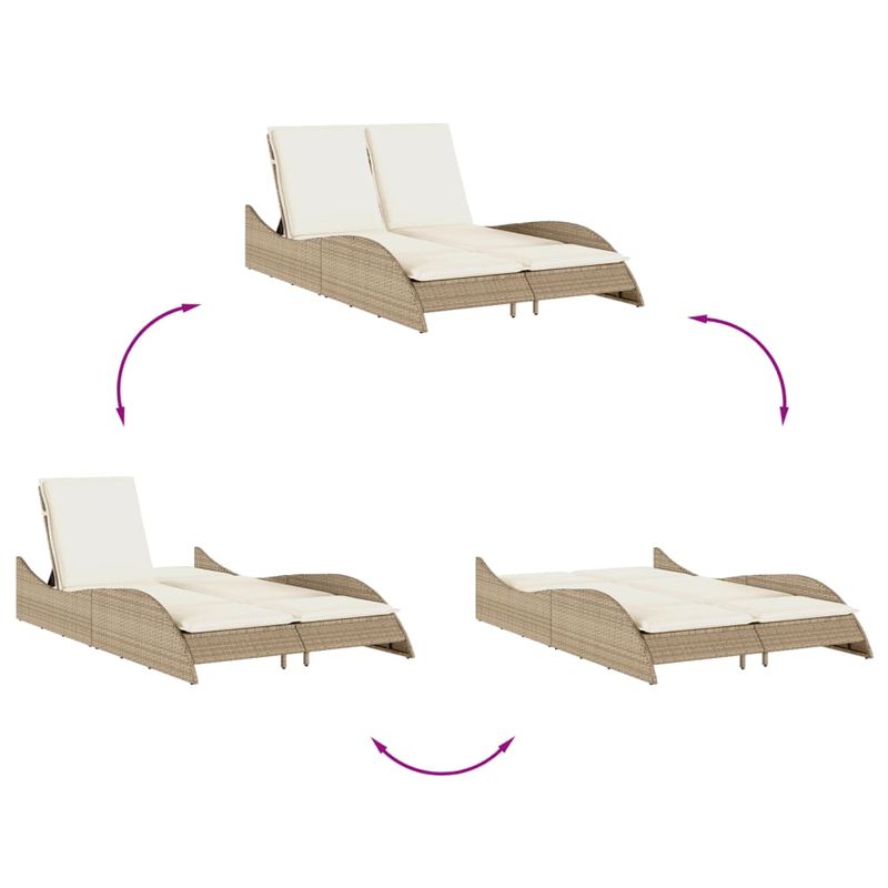 Casa si Gradina - Gradina si terasa - Mobilier exterior - Scaune si sezlonguri gradina - Sezlong cu perne, bej, 114x205x73 cm, poliratan, bej și crem - Infinity.ro