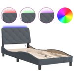 Casa si Gradina - Mobilier - Paturi si accesorii - Paturi - Cadru de pat cu lumini LED, gri inchis, 152x203 cm, catifea - Infinity.ro