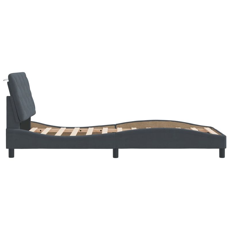 Casa si Gradina - Mobilier - Paturi si accesorii - Paturi - Cadru de pat cu lumini LED, gri inchis, 152x203 cm, catifea - Infinity.ro