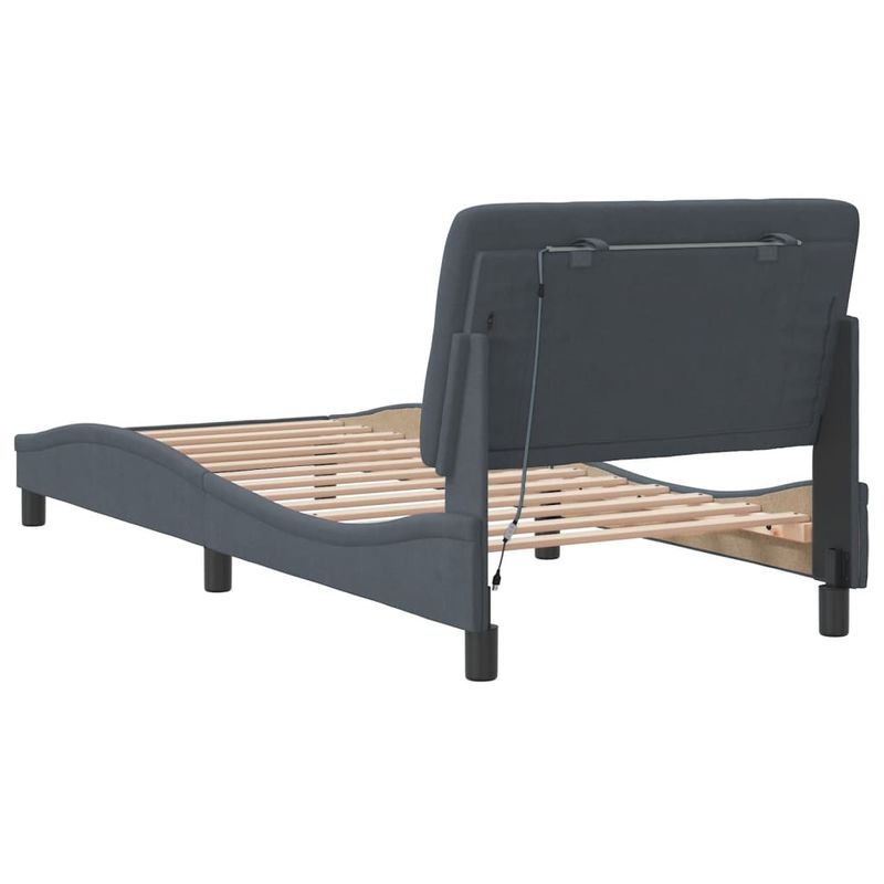 Casa si Gradina - Mobilier - Paturi si accesorii - Paturi - Cadru de pat cu lumini LED, gri inchis, 152x203 cm, catifea - Infinity.ro