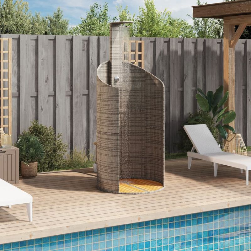 Casa si Gradina - Gradina si terasa - Piscine si accesorii - Accesorii piscine - Dus de exterior, gri, 100x100x241,5 cm, poliratan/lemn acacia - Infinity.ro