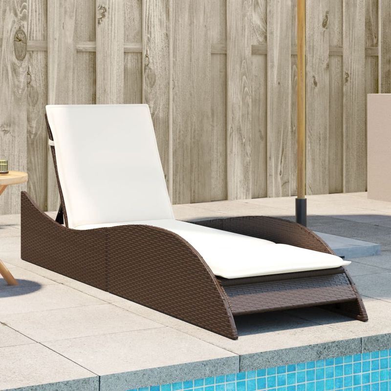 Casa si Gradina - Gradina si terasa - Mobilier exterior - Scaune si sezlonguri gradina - Sezlong cu perna, maro, 60x205x73 cm, poliratan - Infinity.ro