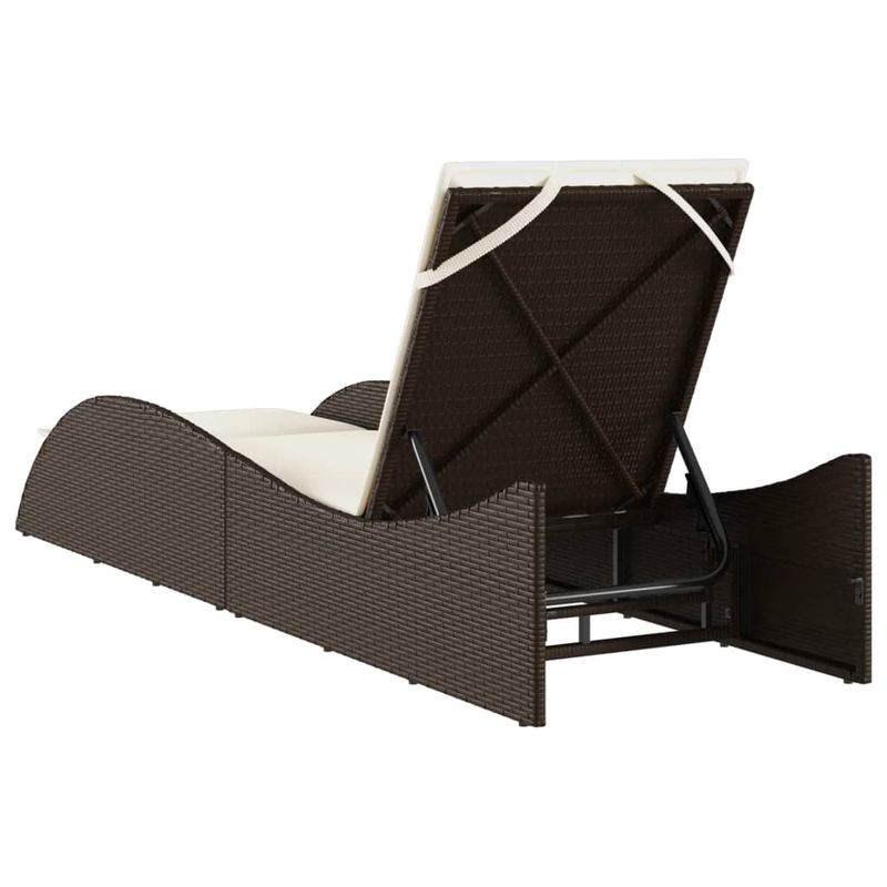 Casa si Gradina - Gradina si terasa - Mobilier exterior - Scaune si sezlonguri gradina - Sezlong cu perna, maro, 60x205x73 cm, poliratan - Infinity.ro