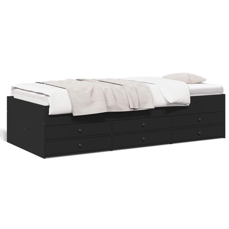 Casa si Gradina - Mobilier - Paturi si accesorii - Paturi - Cadru pat de zi cu sertare, negru, 90x200 cm, lemn prelucrat - Infinity.ro